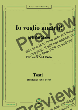 page one of Tosti-Io voglio amarti! in B flat Major,For Voice&Pno