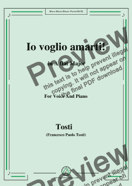 page one of Tosti-Io voglio amarti! in A flat Major,For Voice&Pno