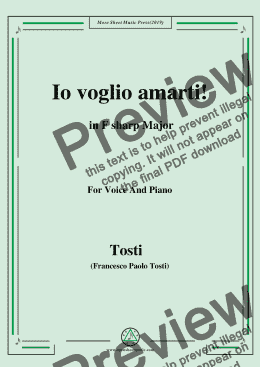 page one of Tosti-Io voglio amarti! in F sharp Major,For Voice&Pno