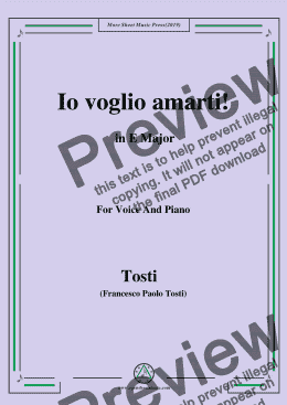 page one of Tosti-Io voglio amarti! in E Major,For Voice&Pno