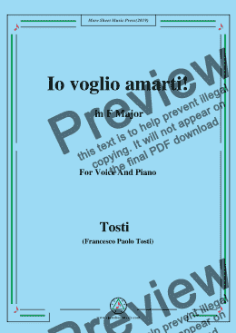 page one of Tosti-Io voglio amarti! in F Major,For Voice&Pno