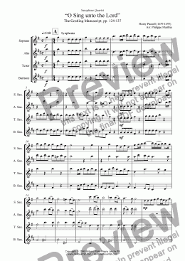 page one of Purcell - O Sing unto the Lord (Sax Quartet)