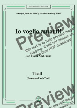 page one of Tosti-Io voglio amarti!, for Violin and Piano