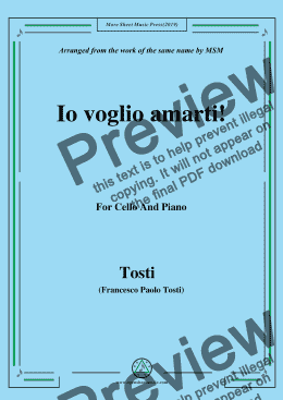 page one of Tosti-Io voglio amarti!, for Cello and Pian