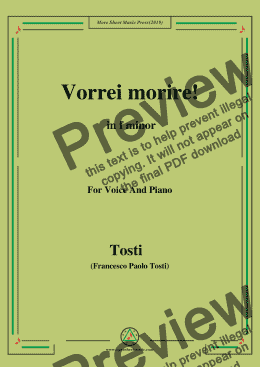 page one of Tosti-Vorrei morire! in f minor,For Voice&Pno