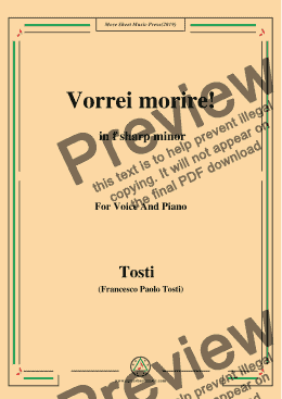 page one of Tosti-Vorrei morire! in f sharp minor,For Voice&Pno