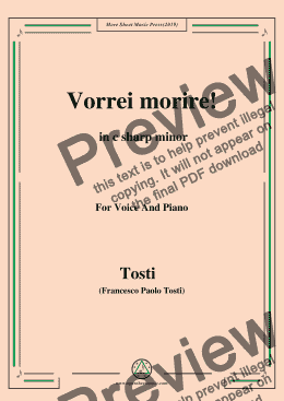page one of Tosti-Vorrei morire! in c sharp minor,For Voice&Pno