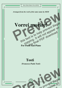 page one of Tosti-Vorrei morire!, for Flute and Piano