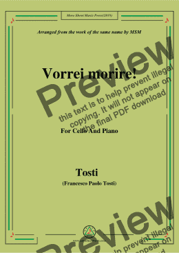 page one of Tosti-Vorrei morire!, for Cello and Piano