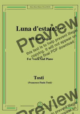 page one of Tosti-Luna d'estate! in E flat Major,For Voice&Pno
