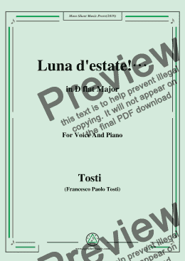 page one of Tosti-Luna d'estate! in D flat Major,For Voice&Pno