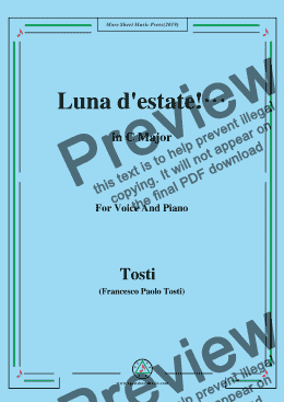 page one of Tosti-Luna d'estate! in C Major,For Voice&Pno