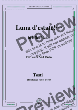 page one of Tosti-Luna d'estate! in B flat Major,For Voice&Pno