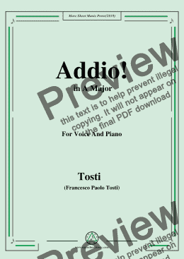 page one of Tosti-Addio! in A Major,For Voice&Pno