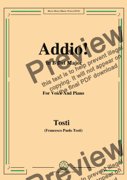 page one of Tosti-Addio! in B flat Major,For Voice&Pno