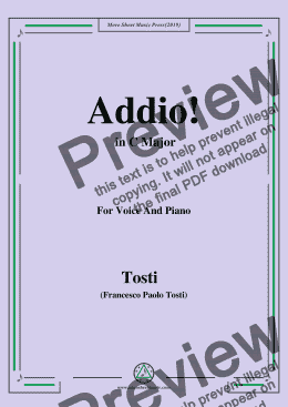 page one of Tosti-Addio! in C Major,For Voice&Pno