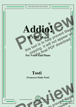 page one of Tosti-Addio! in A flat Major,For Voice&Pno