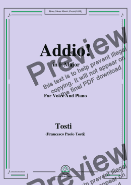 page one of Tosti-Addio! in F Major,For Voice&Pno