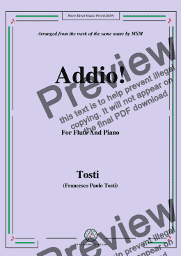 page one of Tosti-Addio!, for Flute and Piano