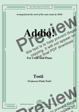 page one of Tosti-Addio!, for Cello and Piano