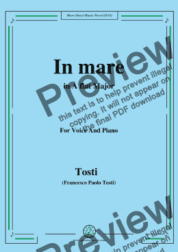 page one of Tosti-In Mare in A flat Major,For Voice&Pno