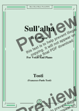 page one of Tosti-Sull'alba in C Major,For Voice&Pno