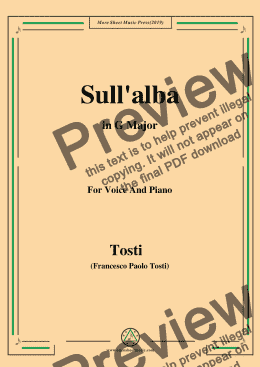 page one of Tosti-Sull'alba in G Major,For Voice&Pno