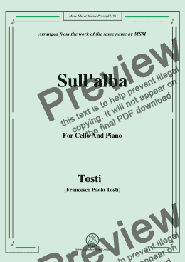 page one of Tosti-Sull'alba, for Cello and Piano