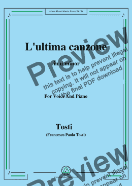 page one of Tosti-L'ultima canzone in d minor,For Voice&Pno