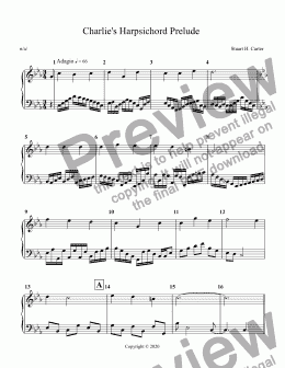 page one of Charlie's Harpsichord Prelude