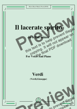 page one of Verdi-Il lacerate spirito(A te l'estremo addio) in b flat minor, for Voice and Piano