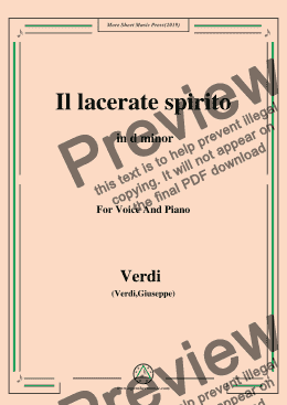 page one of Verdi-Il lacerate spirito(A te l'estremo addio) in d minor, for Voice and Piano