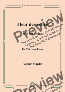 page one of Viardot-Fleur desséchée in E flat Major,For Voice&Pno