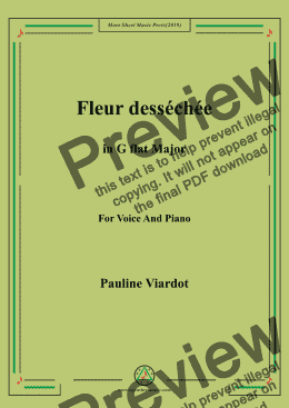 page one of Viardot-Fleur desséchée in G flat Major,For Voice&Pno