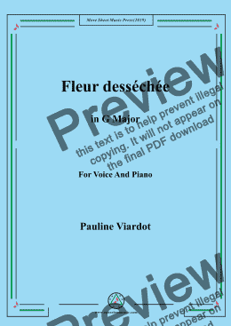 page one of Viardot-Fleur desséchée in G Major,For Voice&Pno