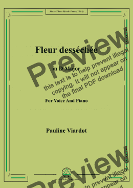 page one of Viardot-Fleur desséchée in D Major,For Voice&Pno