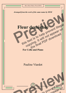 page one of Viardot-Fleur desséchée, for Cello and Piano