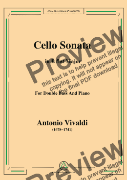 page one of Vivaldi-Cello Sonata in B flat Major,Op.14 RV 47,from '6 Cello Sonatas,Le Clerc'