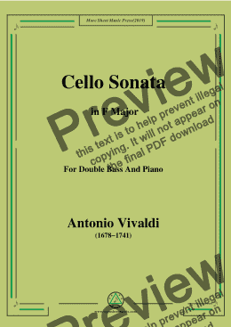 page one of Vivaldi-Cello Sonata in F Major,Op.14 RV 41,from '6 Cello Sonatas,Le Clerc'
