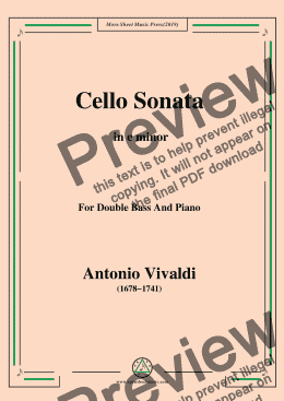 page one of Vivaldi-Cello Sonata in e minor,Op.14 RV 40,from '6 Cello Sonatas,Le Clerc'