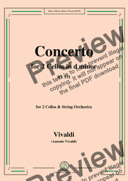 page one of Vivaldi-Concerto for 2 Cellos in d minor,RV 531,for 2 Cellos&String Orchestra