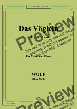page one of Wolf-Das Vöglein in G flat Major