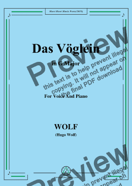 page one of Wolf-Das Vöglein in G Major