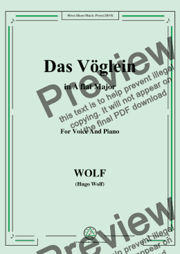 page one of Wolf-Das Vöglein in A flat Major