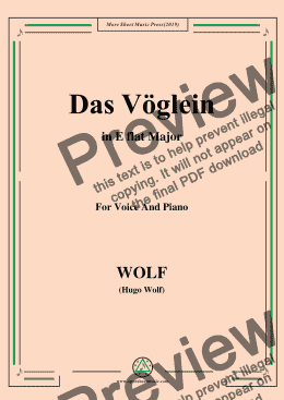page one of Wolf-Das Vöglein in E flat Major
