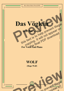 page one of Wolf-Das Vöglein in D flat Major
