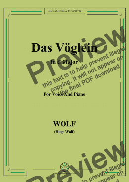 page one of Wolf-Das Vöglein in C Major