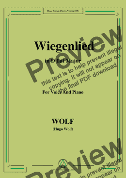 page one of Wolf-Wiegenlied in D flat Major