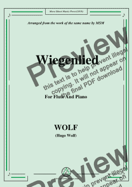page one of Wolf-Wiegenlied, for Flute and Piano
