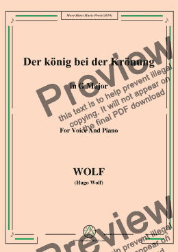 page one of Wolf-Der König bei der Krönung in G Major